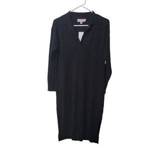 Philosophy XS Collared sweater dress long sleeve with slit on both sides black